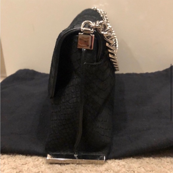 NWT Milly Collins Python-Embossed Suede Clutch Black Bag - Picture 4 of 5
